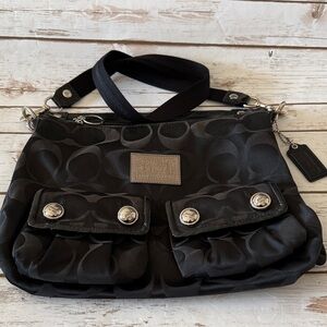 Coach Black Shoulder Bag with Silver Accents